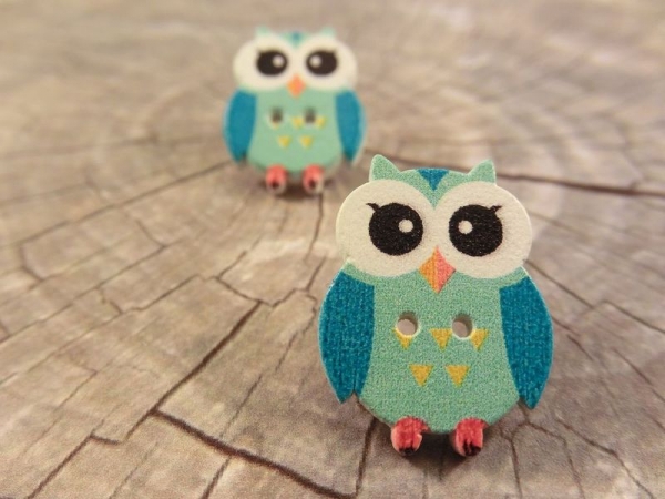 Eulen Knopf Ohrstecker Holz Uhu Owl